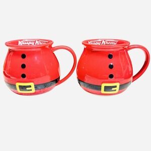 Krispy Kreme Doughnut Mug Set Santa Belt Christmas Mug Incised Logo Brand New